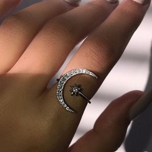 Sterling Silver Moon and Star Ring